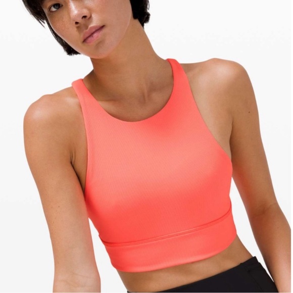 Like new Lululemon High Neck Energy Bra Ribbed Sunset - Picture 1 of 5
